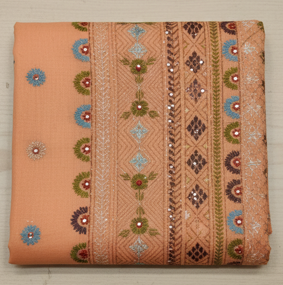 Bangalore Blended Silk Lambani Stitched Saree – Elegant Handcrafted Embroidery with Blouse Piece