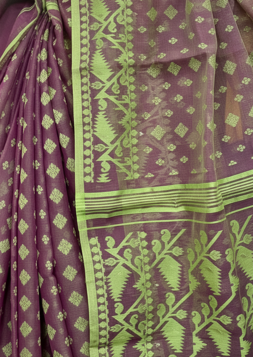 Bengal Handloom Saree | Pure Cotton Dhakai Jamdani with All-Over Work | Festive & Ethnic Wear for Women