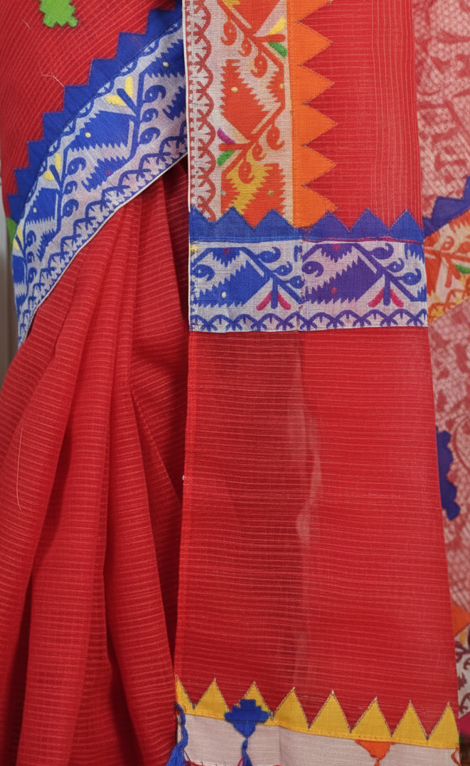 Traditional Jamdani Border Cotton Saree | Perfect for Festivals