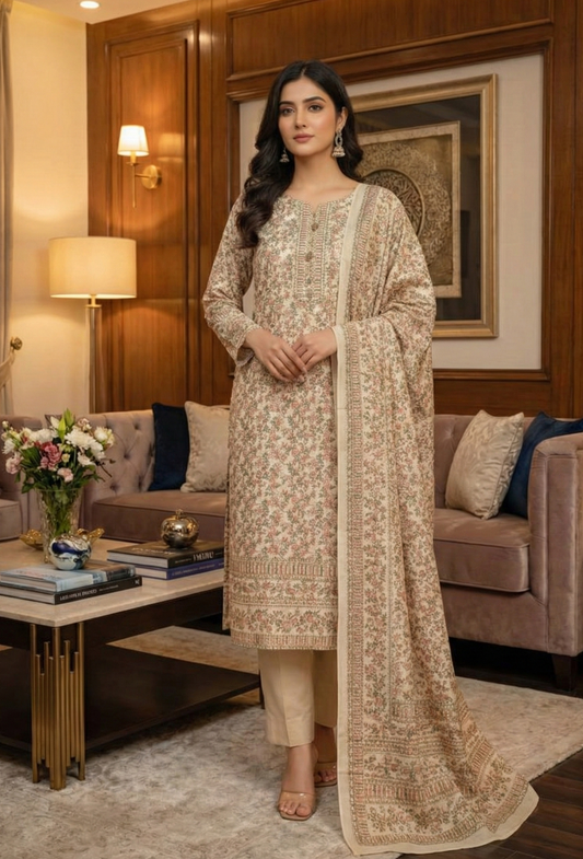 Luxury Embroidered Cotsul Suit Set for Women – 3 Piece Unstitched Lawn Collection