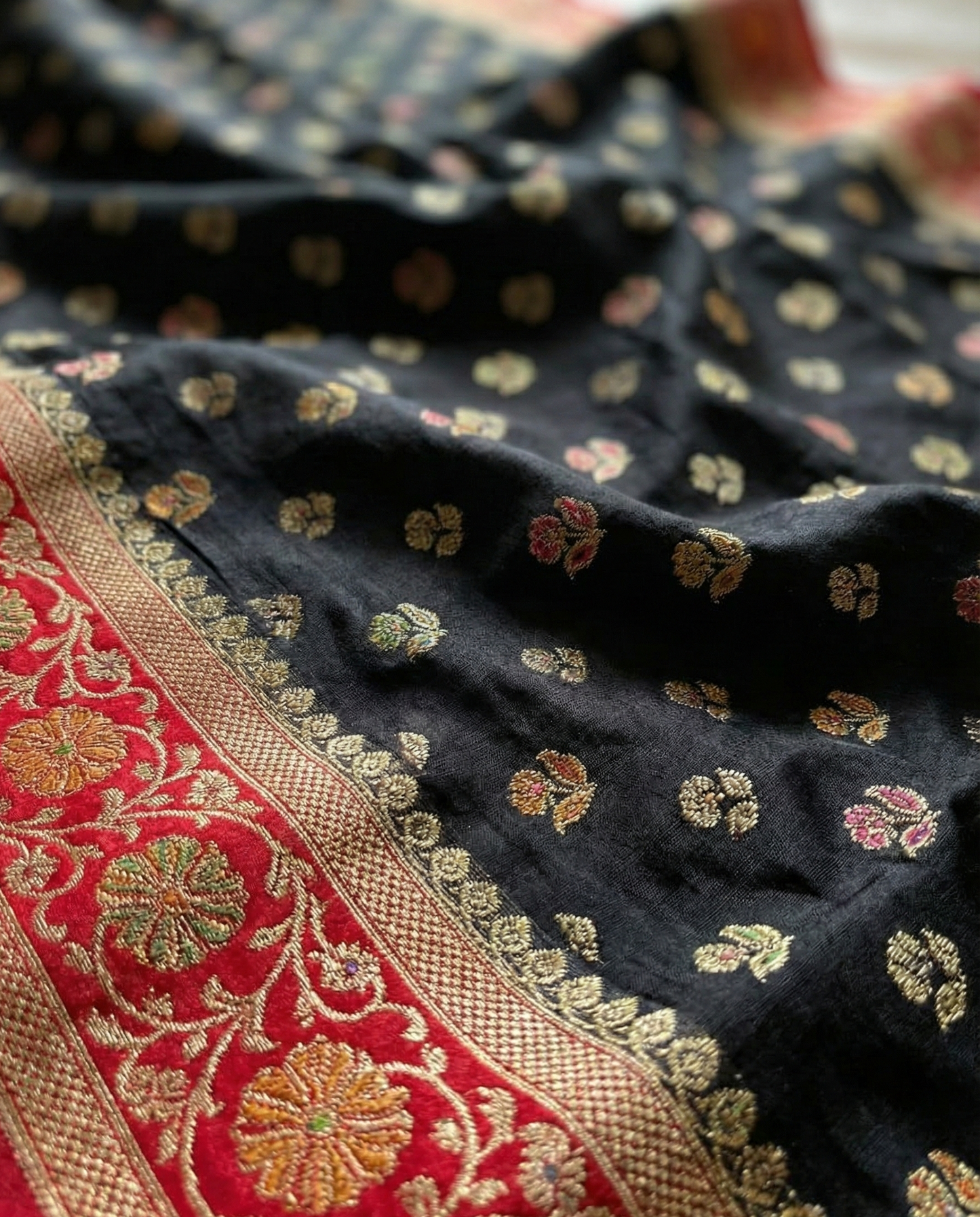 Pure Mashru Silk Saree with Butta & Mina Work