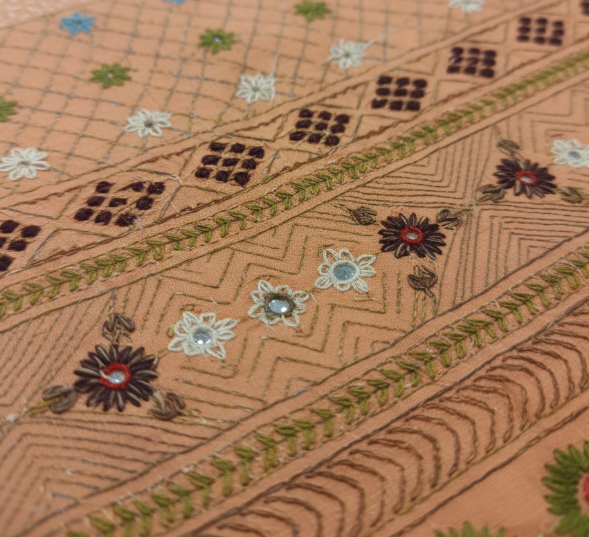 Bangalore Blended Silk Lambani Stitched Saree – Elegant Handcrafted Embroidery with Blouse Piece