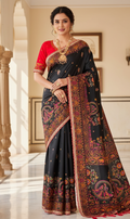 Pure Rajwadi Pashmina Silk Saree with Kashmiri Thread Work Pallu