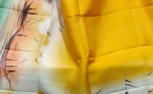 Premium digital printed Pure Bishnupuri Silk Saree with Blouse Piece – Temple Design & Artistic Work