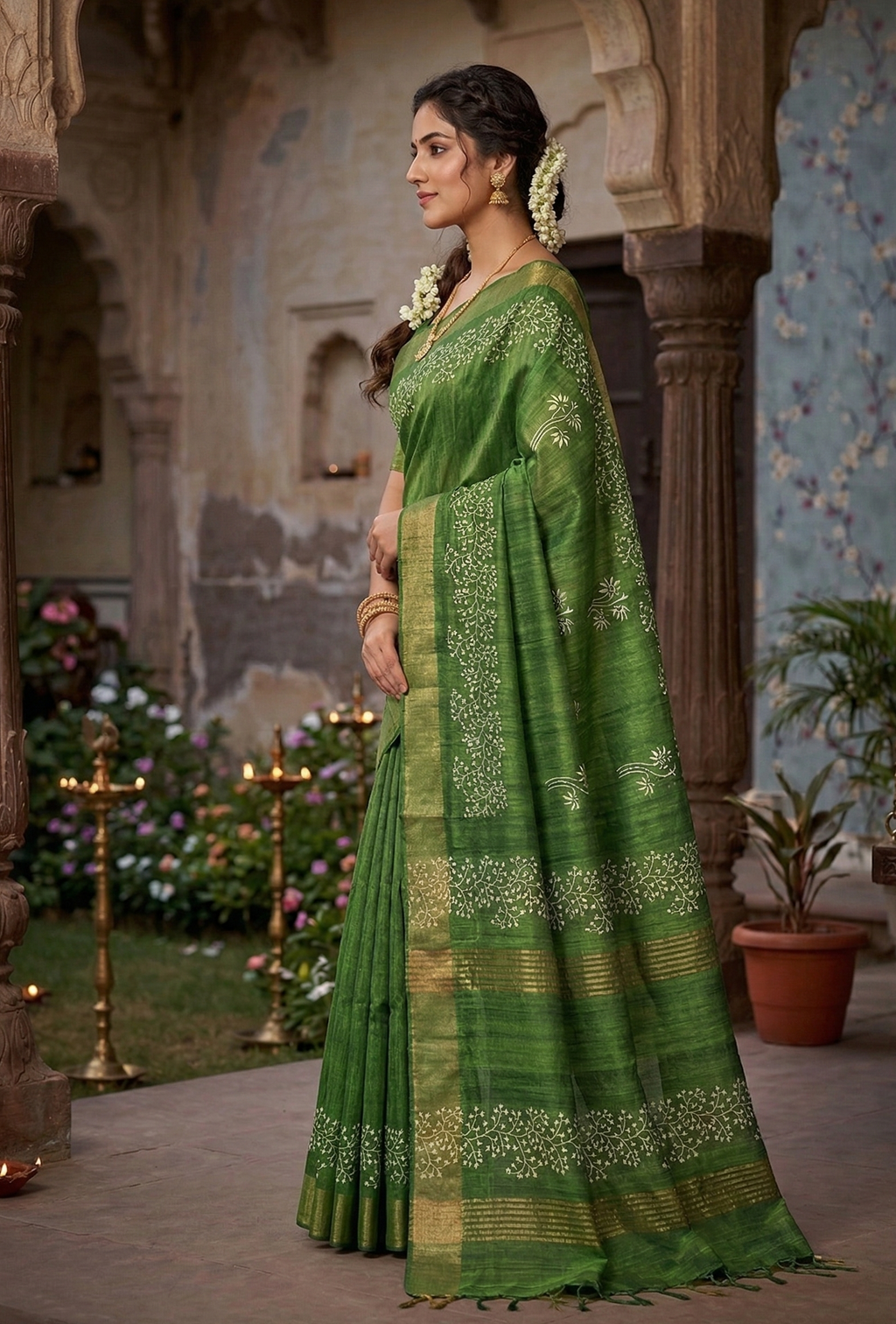 Handwoven Natural Cocon Tussar Ghicha Pure Silk Saree