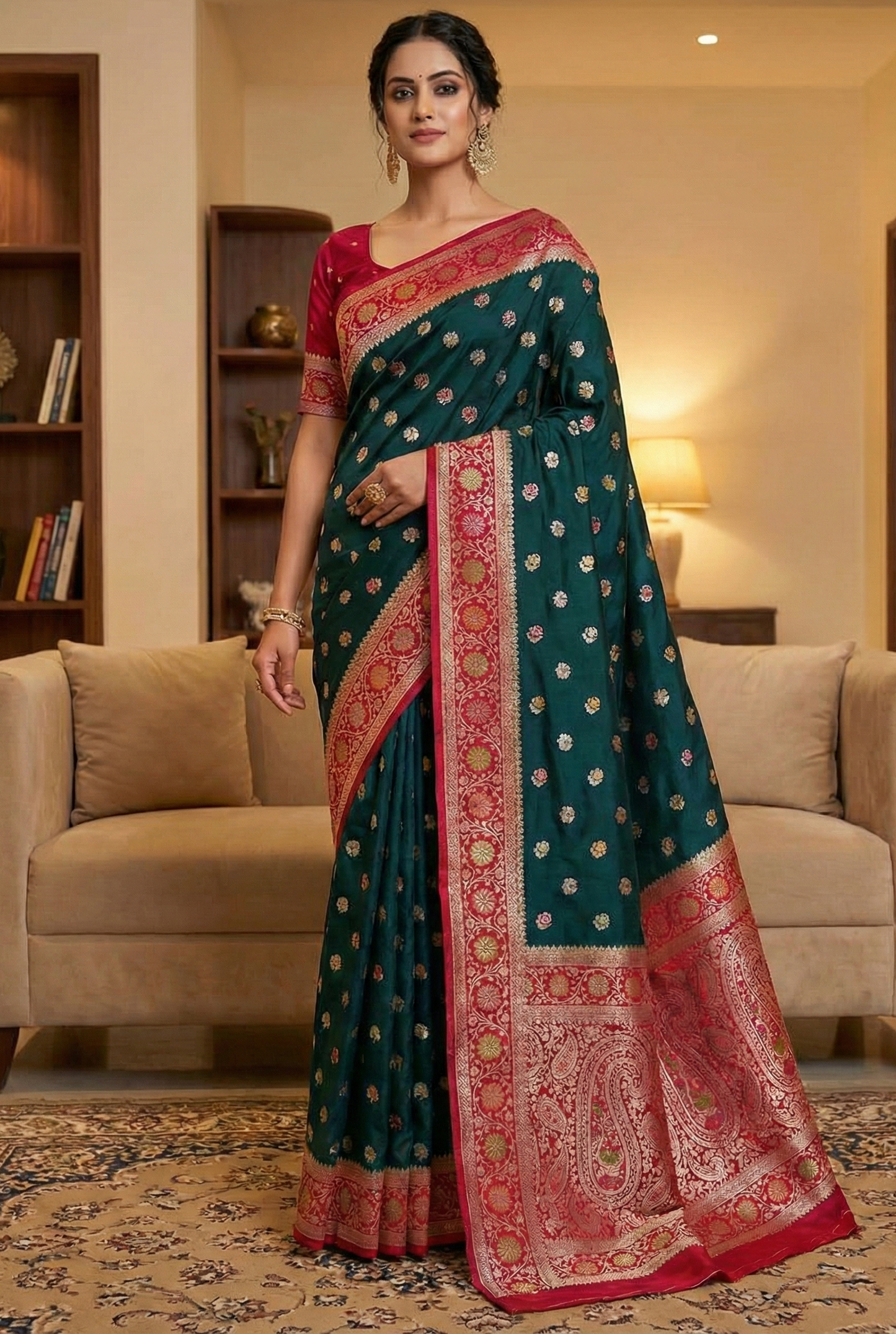 Pure Mashru Silk Saree with Butta & Mina Work