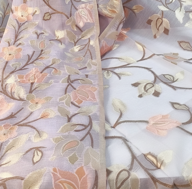 Elegant Lavender Muga Tassar Jamdani Saree