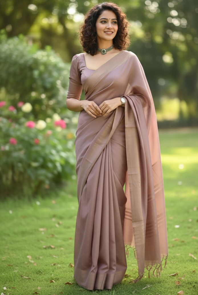 Premium Semi Matka Silk Saree with Matching Blouse Piece