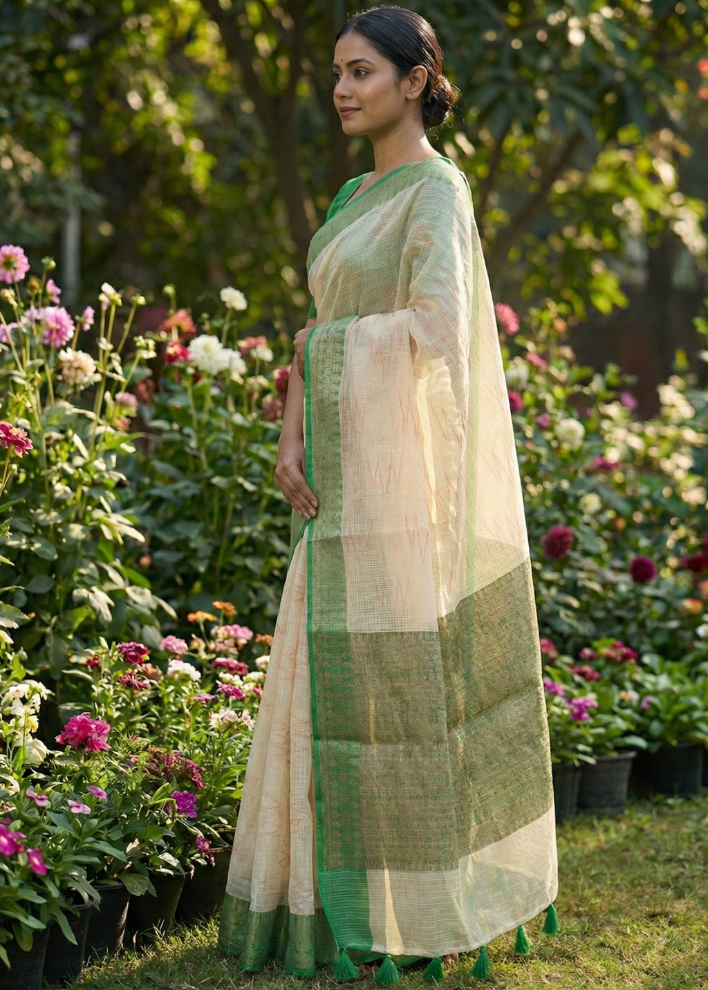 Soft Kota Silk Saree with All-Over Zari Weaving