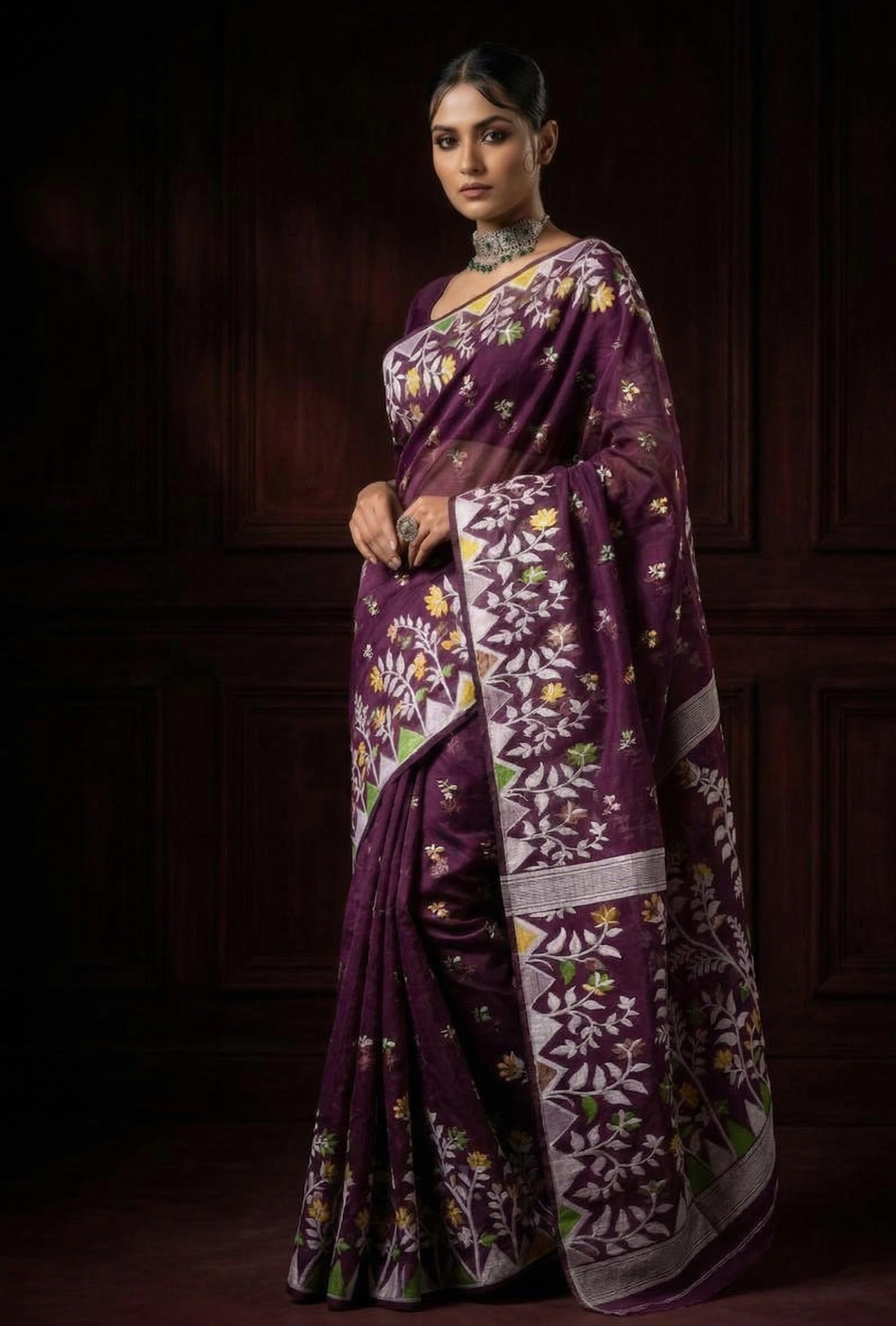 Premium Resham Dhakai Jamdani Saree