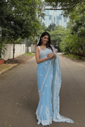 Soft Georgette Saree with Thread Embroidery Border