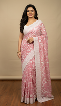 Party Wear Chiffon Saree with Heavy Thread Embroidery