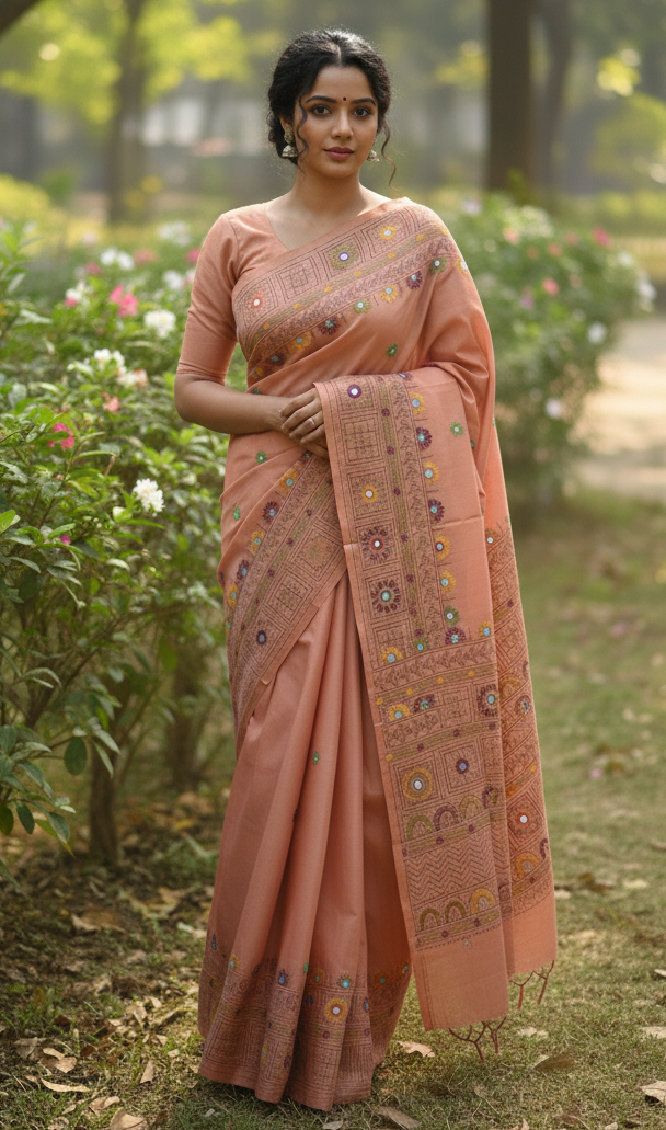 Bangalore Blended Silk Saree with Traditional Lambani Hand Stitch Embroidery – Elegant Party & Festive Wear