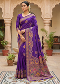 Pure Rajwadi Pashmina Silk Weaving Saree in Royal Purple