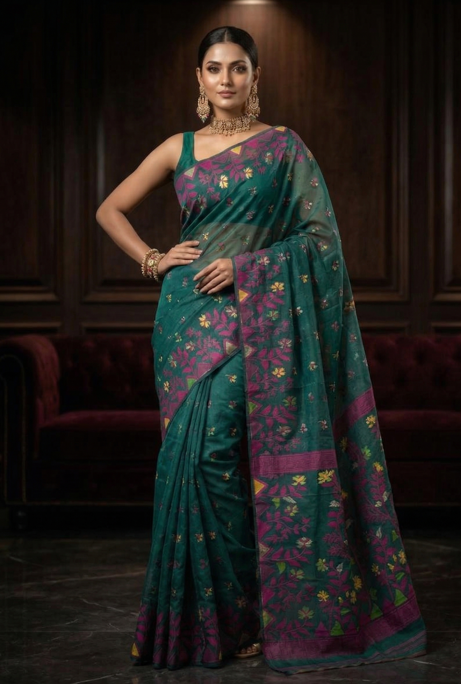 Premium Resham Dhakai Jamdani Saree
