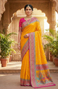 Pure Pashmina Darbari Saree with Meenakari Weaving