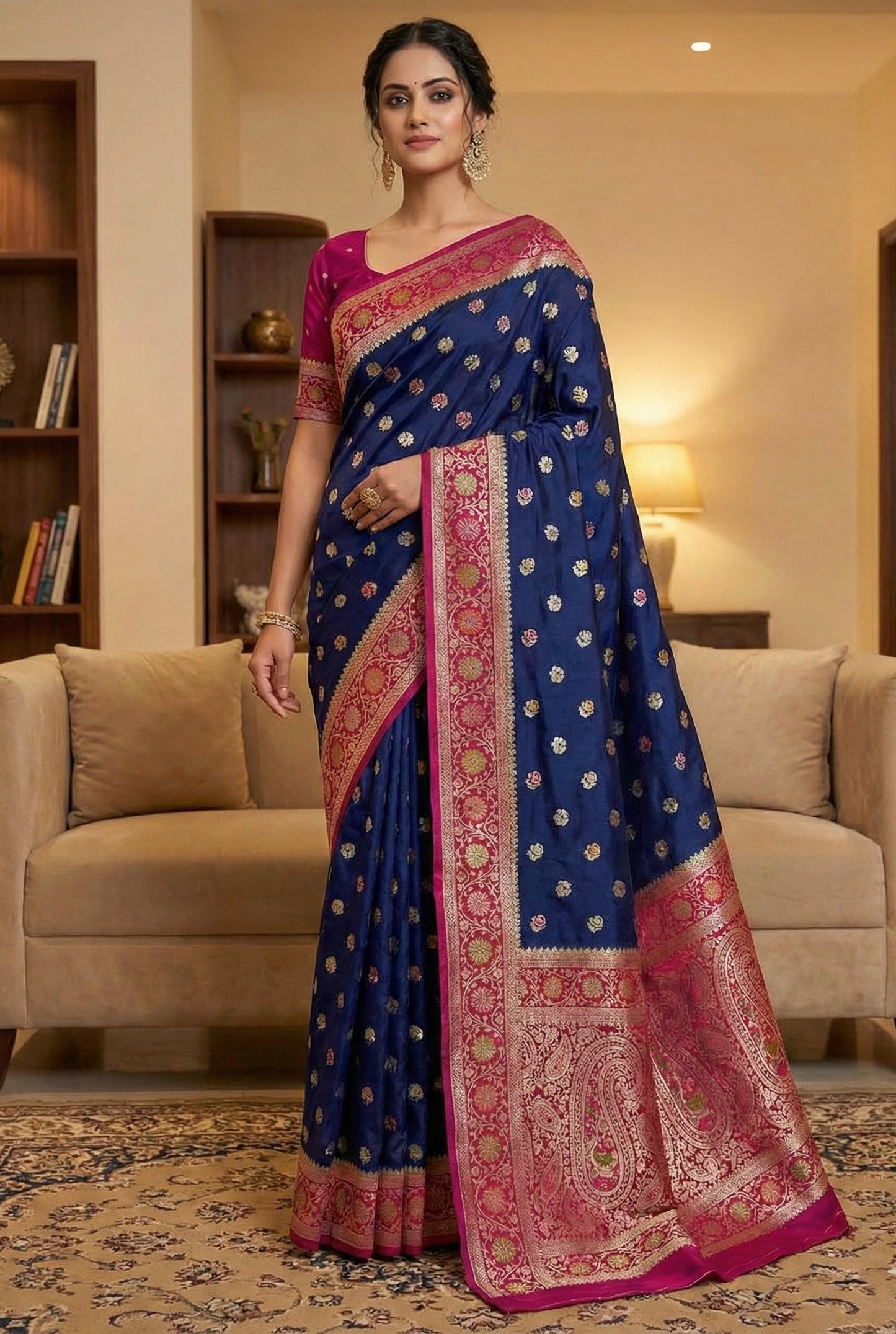 Pure Mashru Silk Saree with Butta & Mina Work