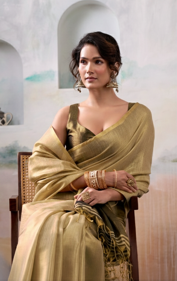 Pure Handloom Metallic Tissue Saree