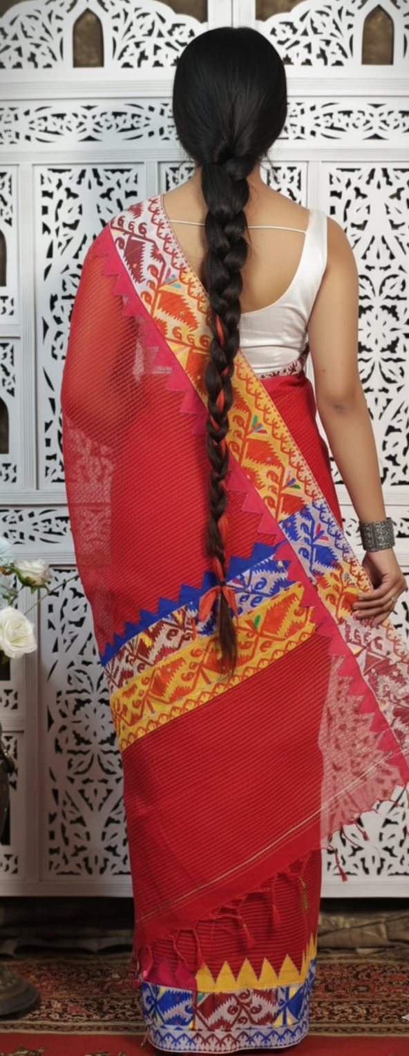 Traditional Jamdani Border Cotton Saree | Perfect for Festivals