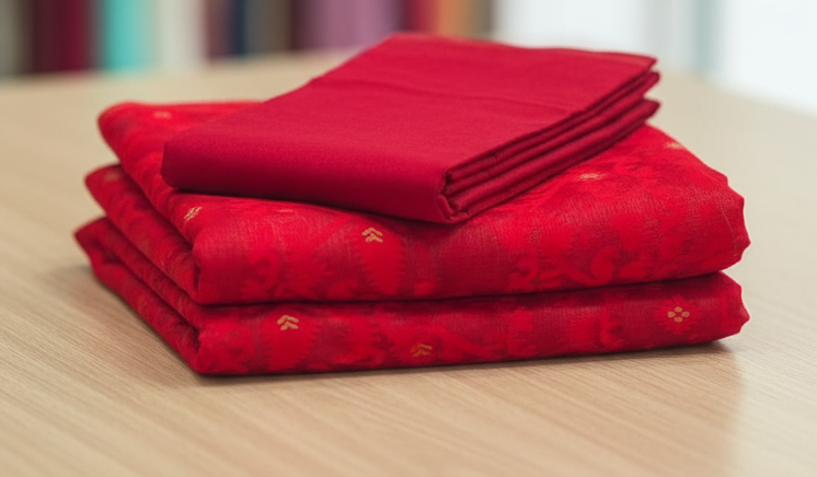 Pure Soft Red Bengali Jamdani Saree | Handwoven Cotton Saree with Intricate Zari Work | Traditional Festive Wear Saree with Blouse Piece