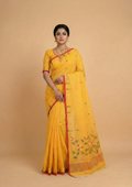 Pure Cotton Needle work Jamdani Saree with Temple Border