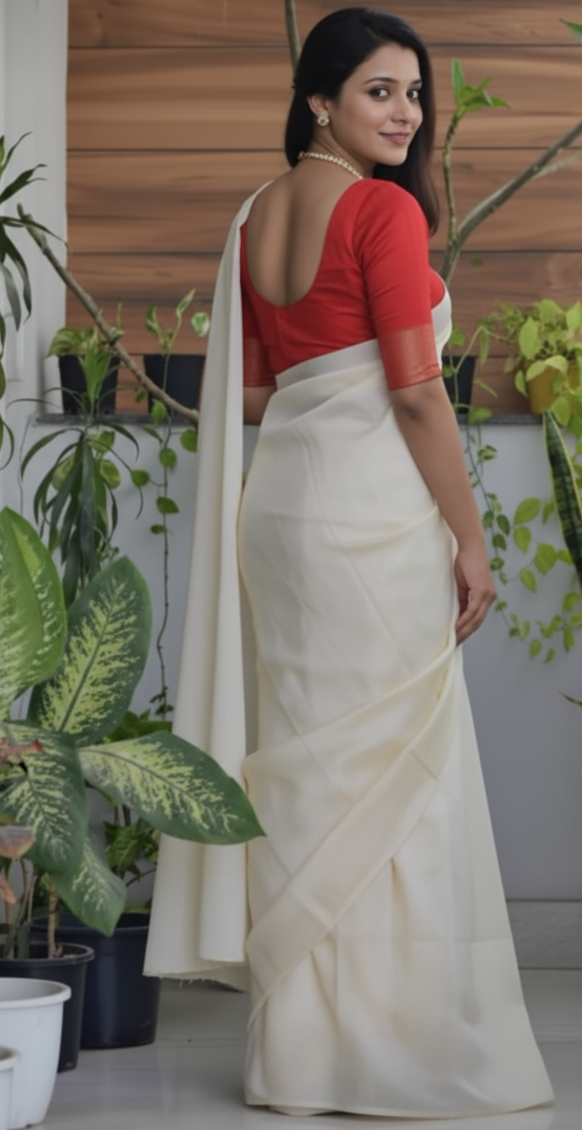 Elegant Semi Matka Silk Saree with Matching Blouse Piece – Soft & Lightweight Traditional Cream Saree for Festive & Wedding Wear