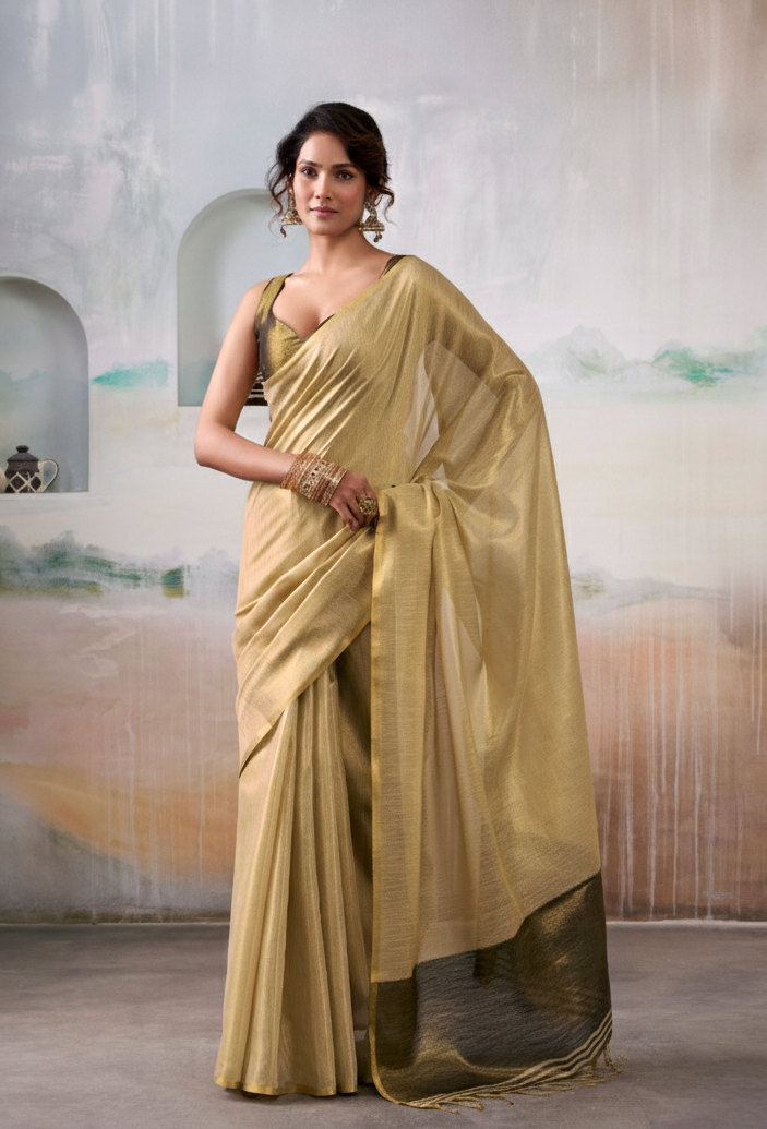 Pure Handloom Metallic Tissue Saree