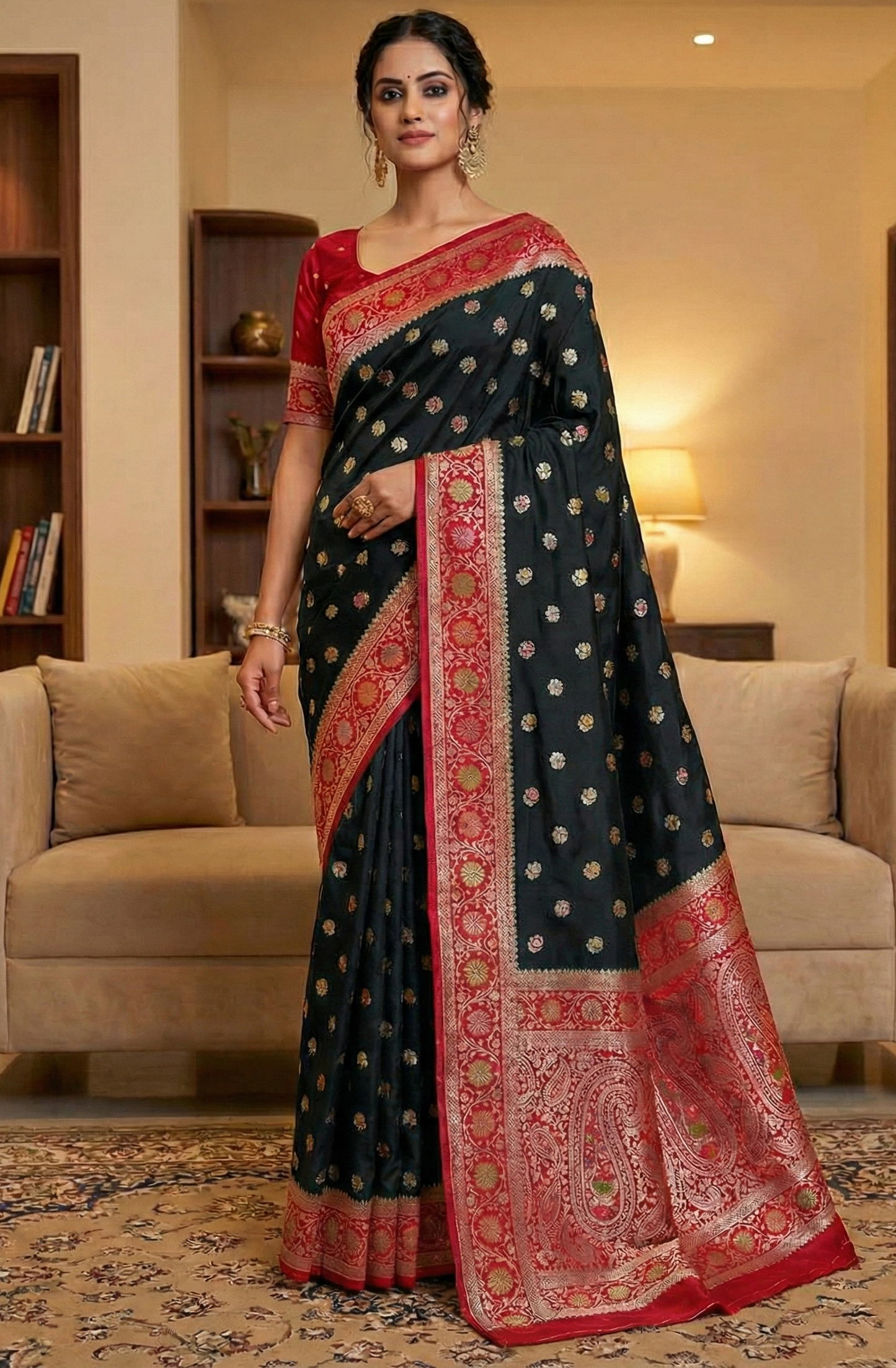Pure Mashru Silk Saree with Butta & Mina Work