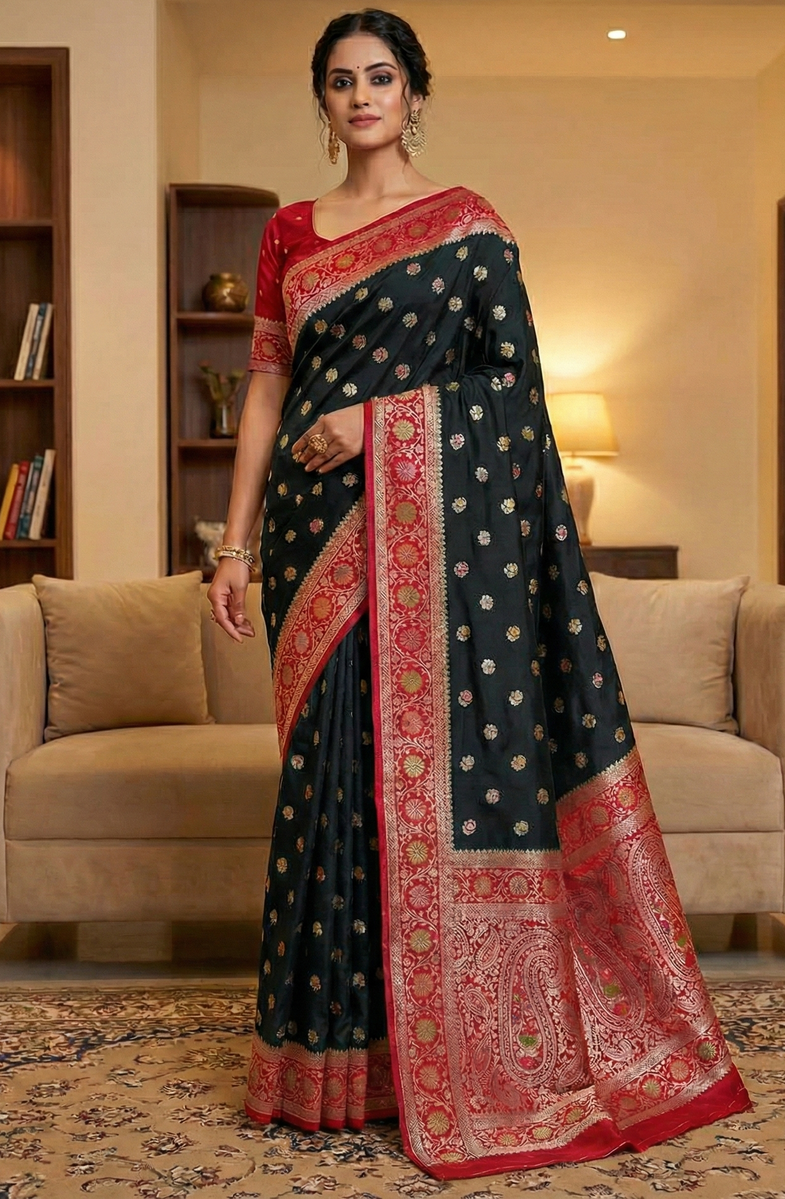 Pure Mashru Silk Saree with Butta & Mina Work