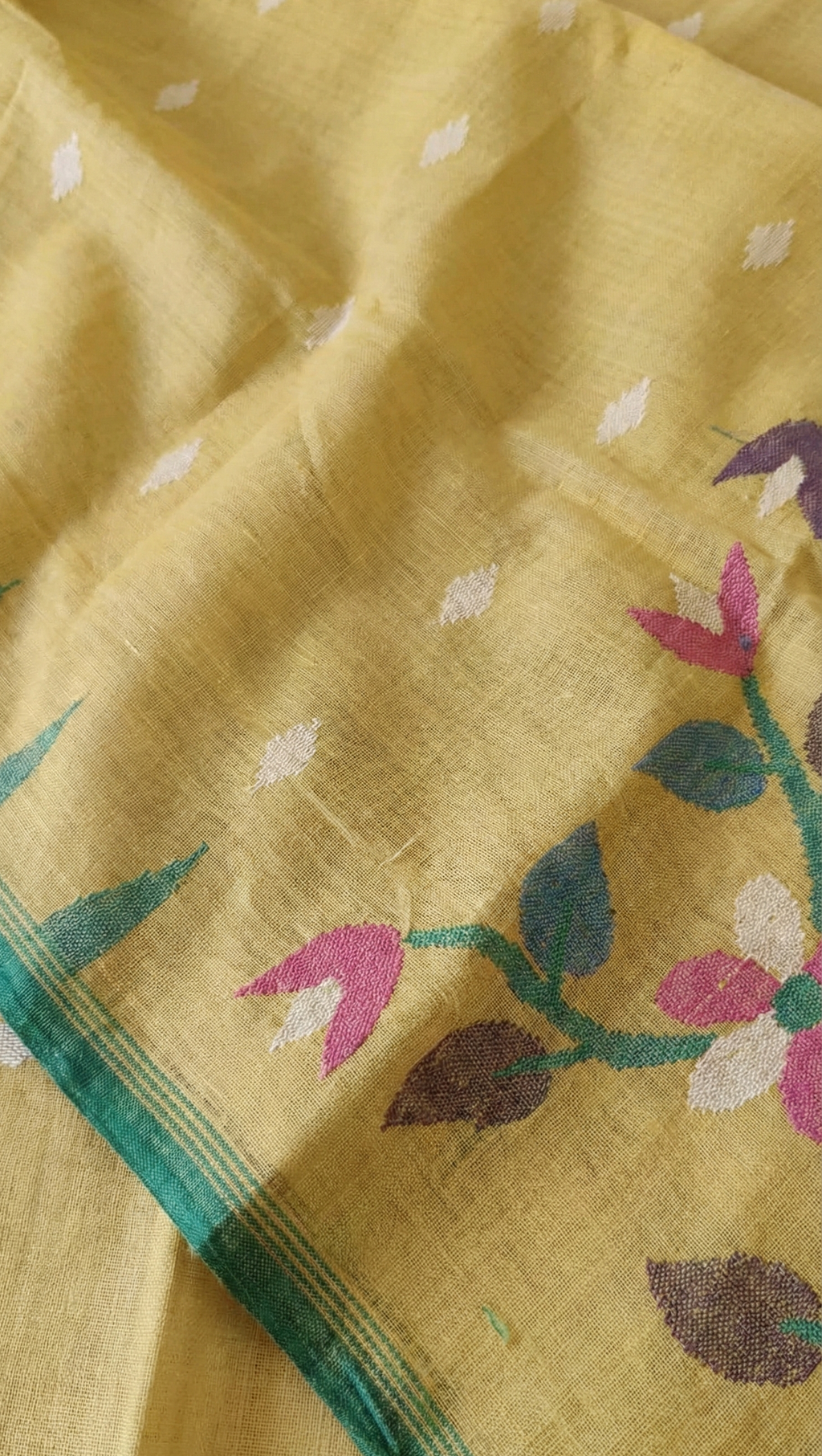 Authentic Pure Cotton Jamdani Saree – Temple Border Elegance