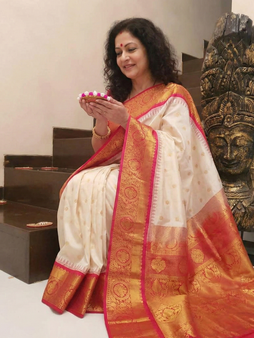 Soft Lichi Silk Saree with Rich Contrast Jacquard Border