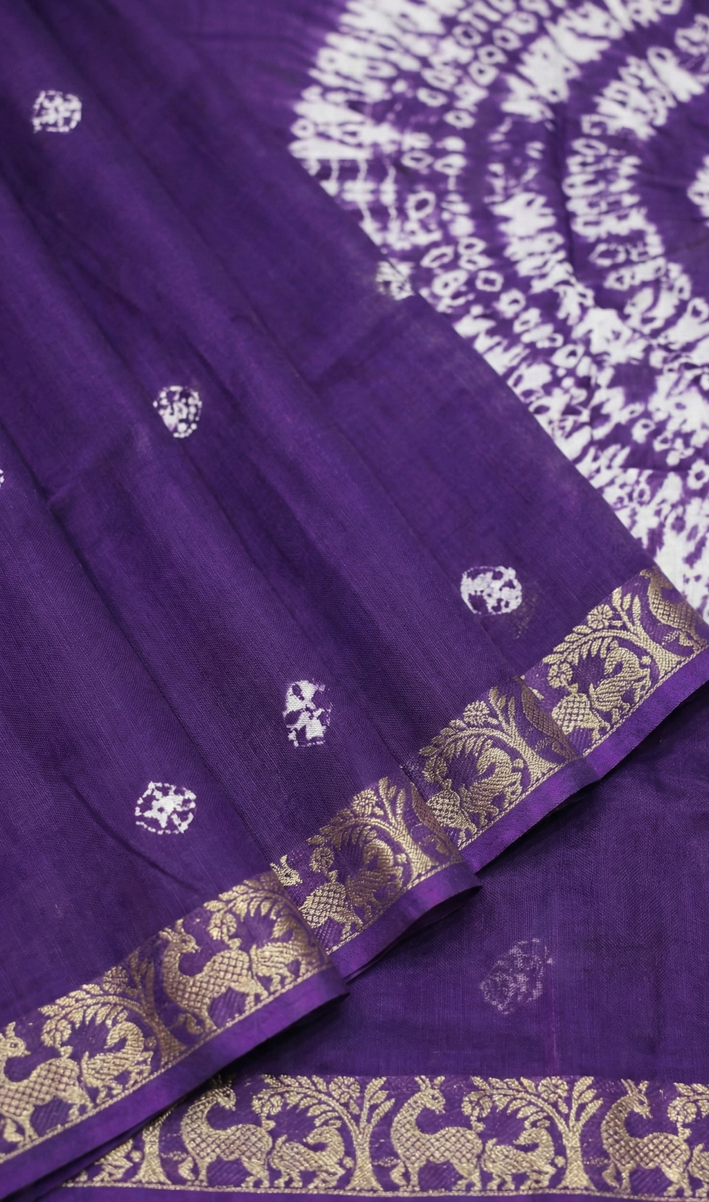 Shibori Mul Mul Jacquard Purple Silk Saree