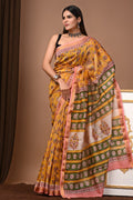 Exclusive  Traditional Block Print Maheshwari Silk Saree