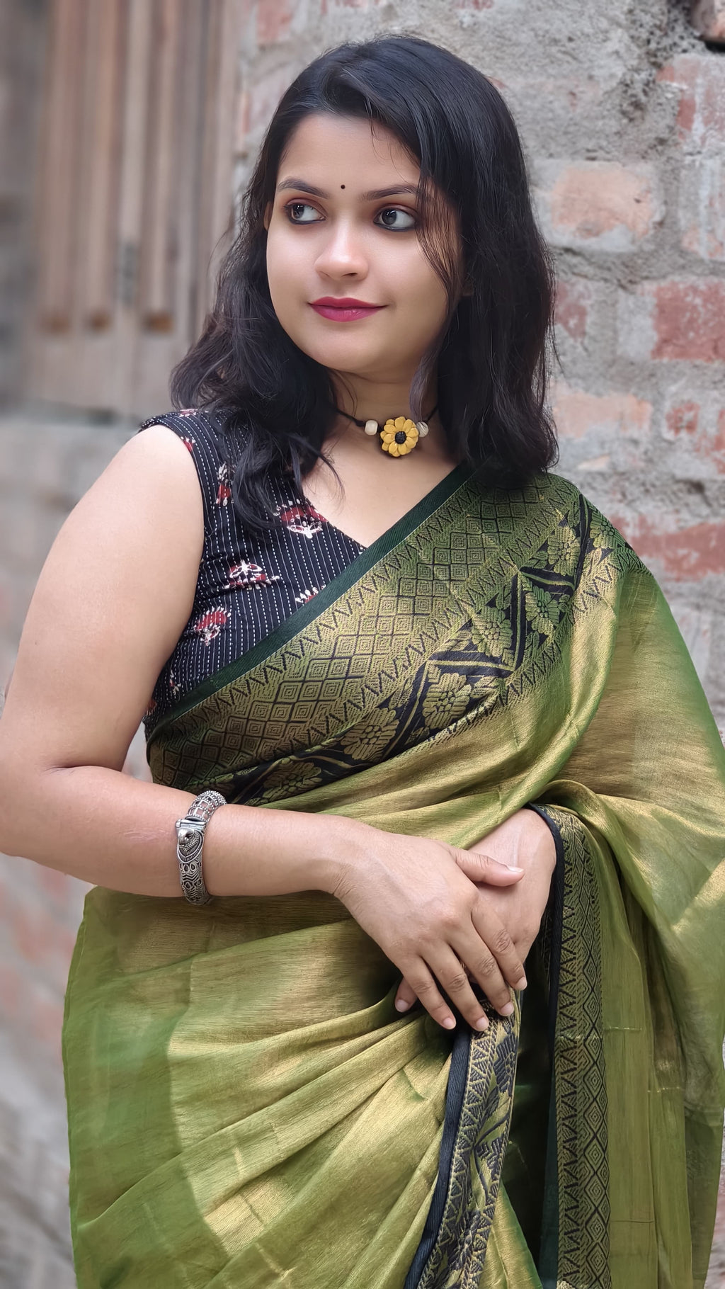 Handwoven Tissue Silk Saree with Woven Zari Border