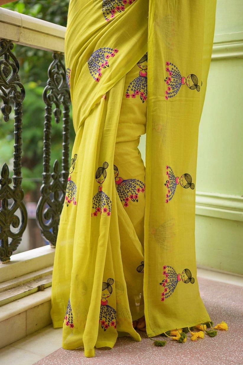 Premium Soft Cotton Embroidered Saree for Women