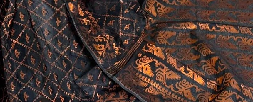 Premium Dhakai Jamdani Saree with Zari Work | Black & Copper Weaving Design | Traditional Soft Handloom Saree with Blouse Piece