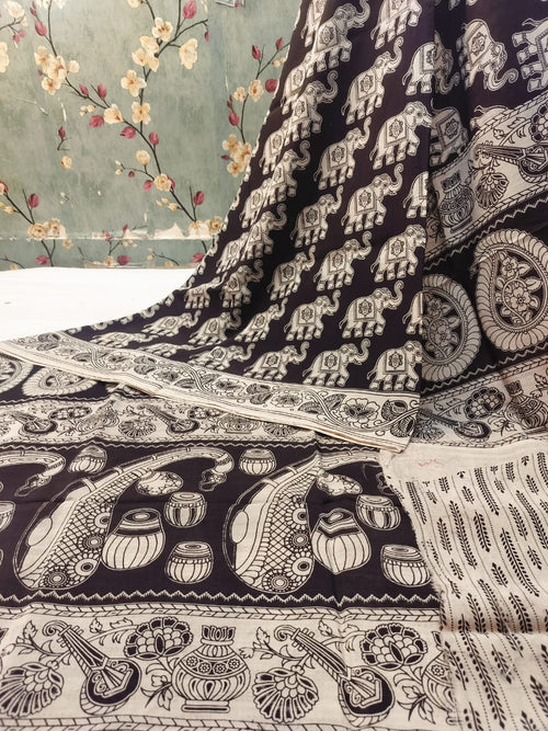 Authentic Kalamkari Silk Saree with Blouse Piece