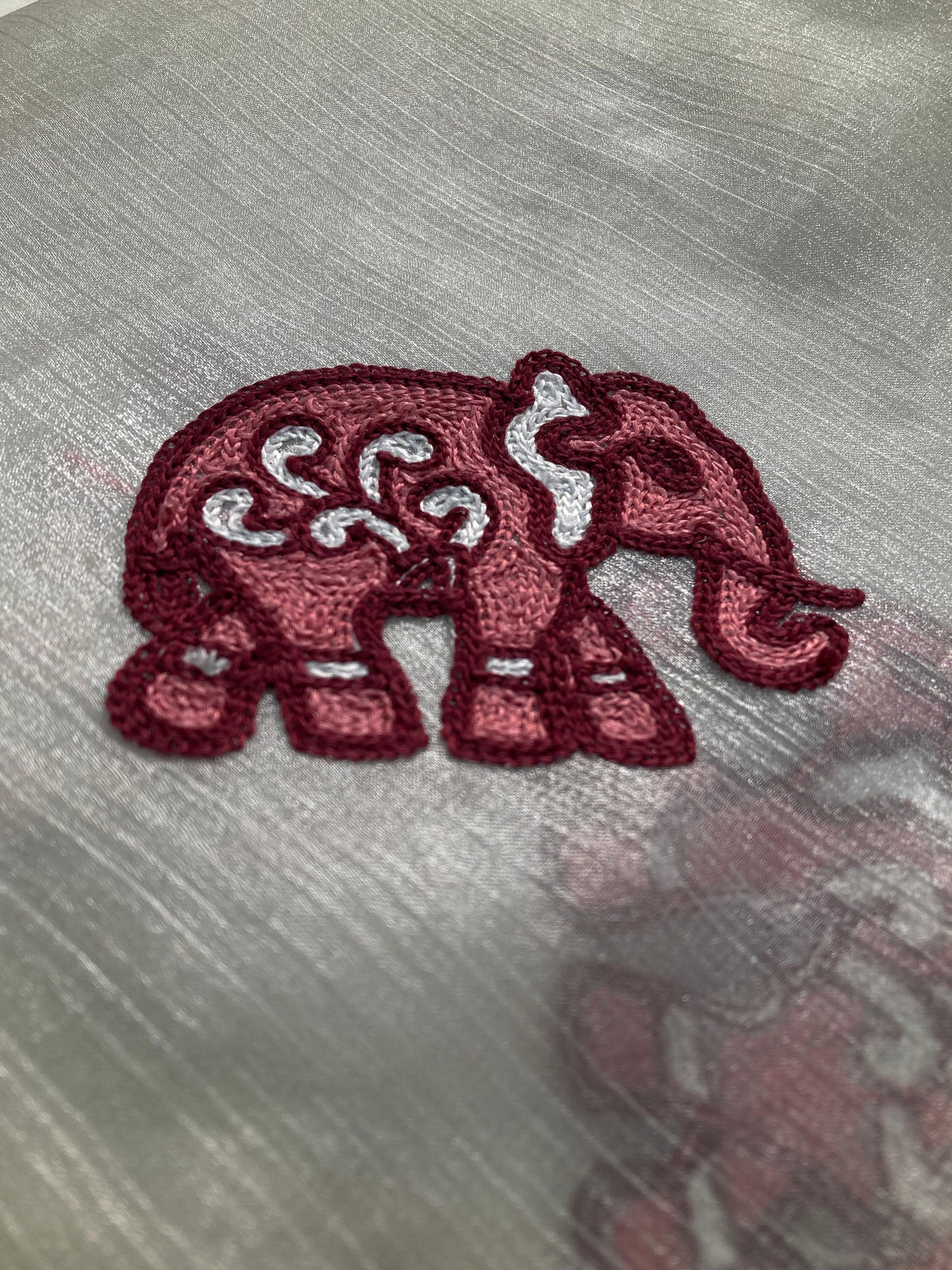 Trendy Chiffon Saree with C-Pallu Elephant Embroidery Border & Matching Blouse Piece | Lightweight Party & Festive Wear Saree