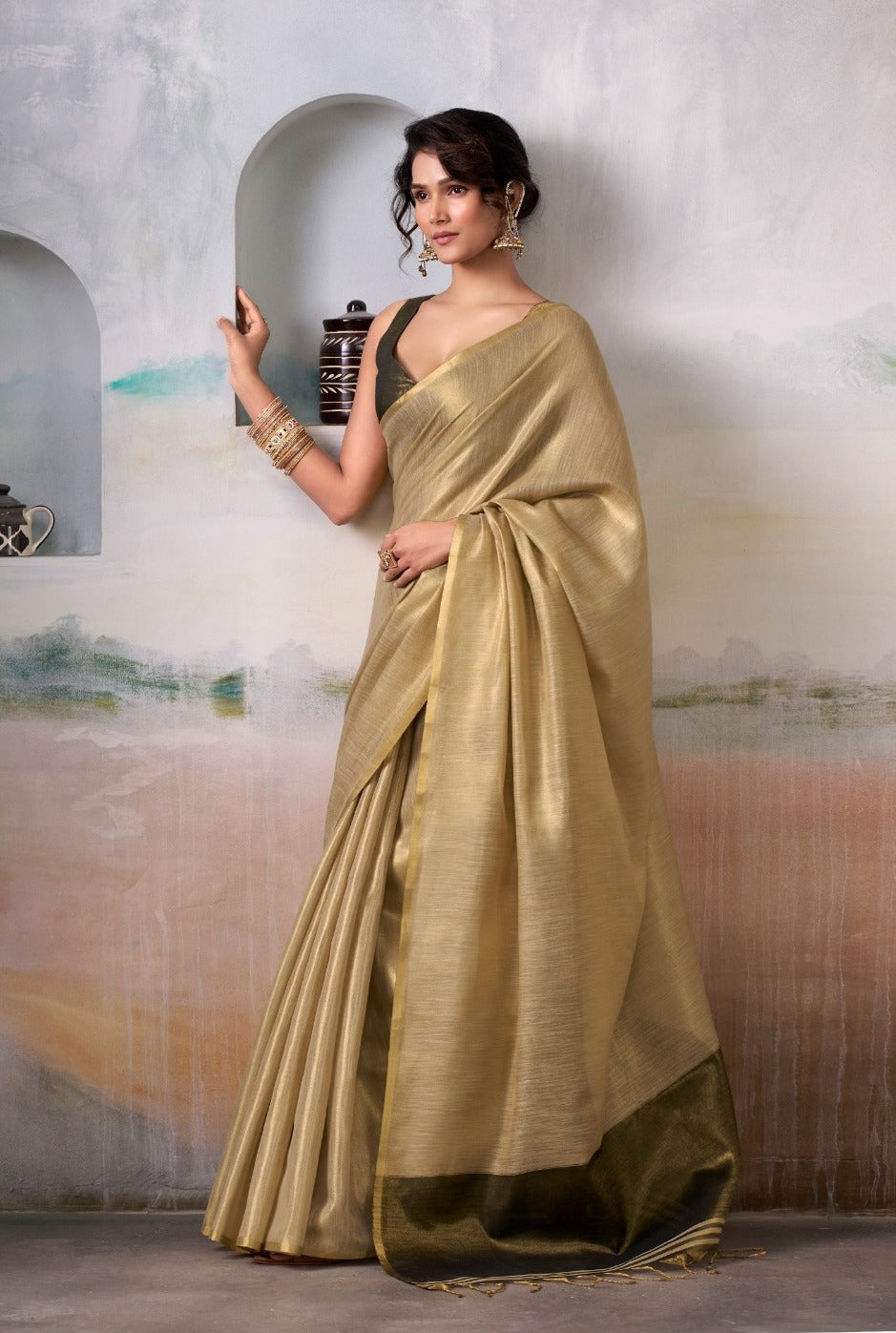 Pure Handloom Metallic Tissue Saree