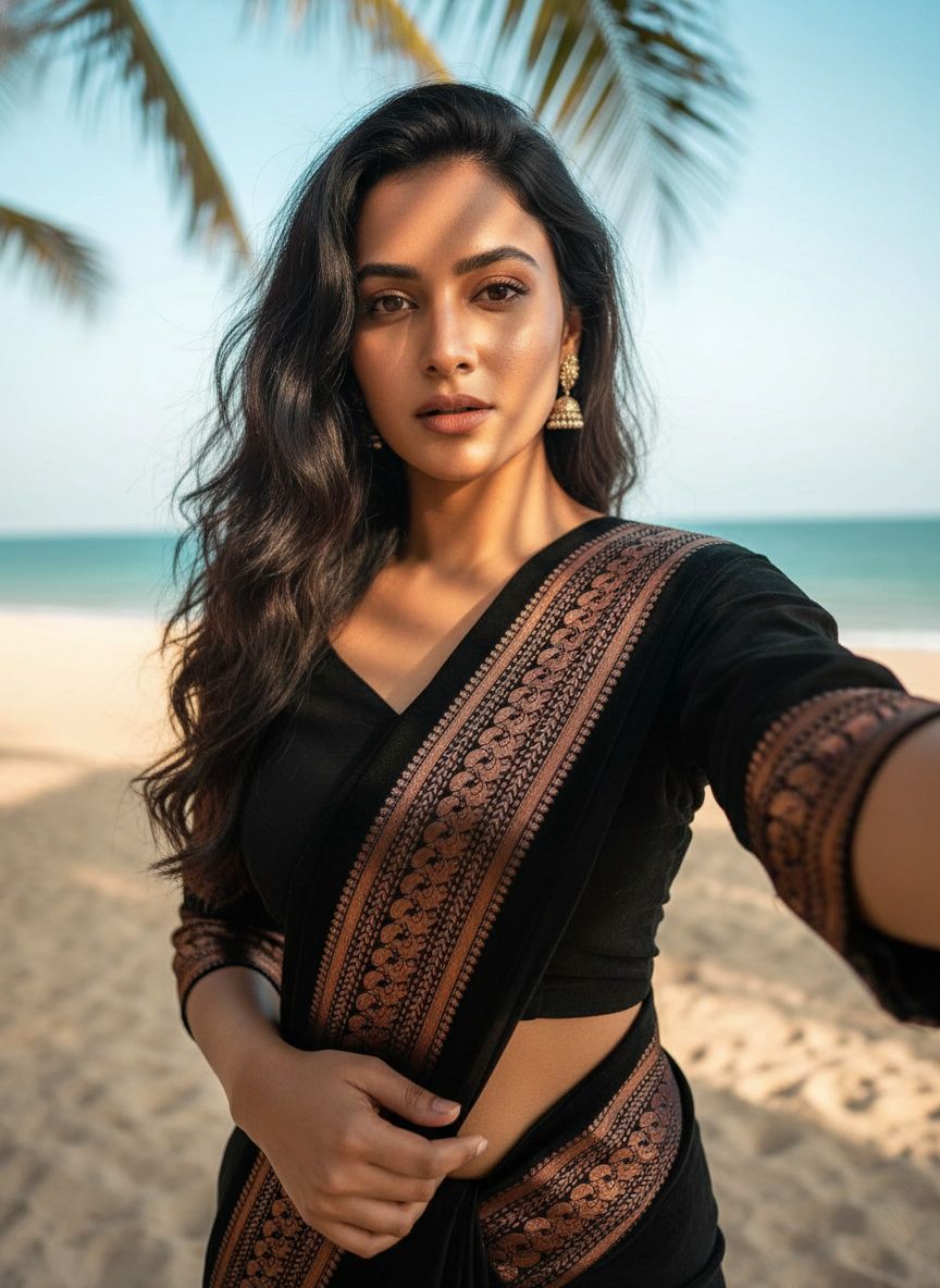 Pure Viscose Silk Saree with Zari Border – Black & Gold