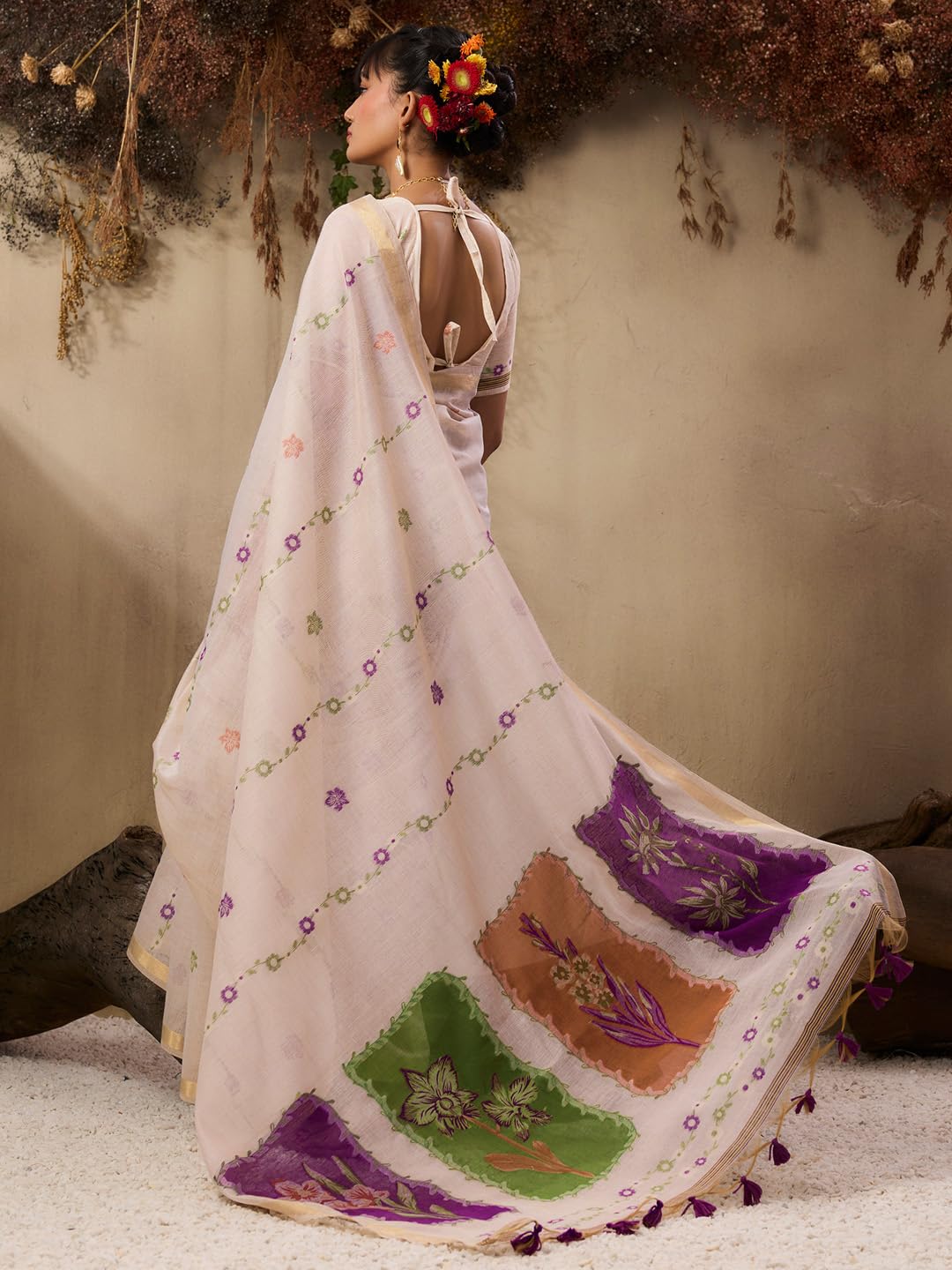 Premium Soft Muga Cotton Jamdani Saree