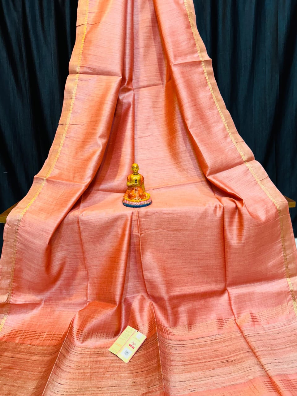 Premium Muga Tussar Silk Handloom Saree with Blouse Piece.