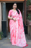 Pure Chanderi Cotton Hand Batik Saree with Tassel Pallu
