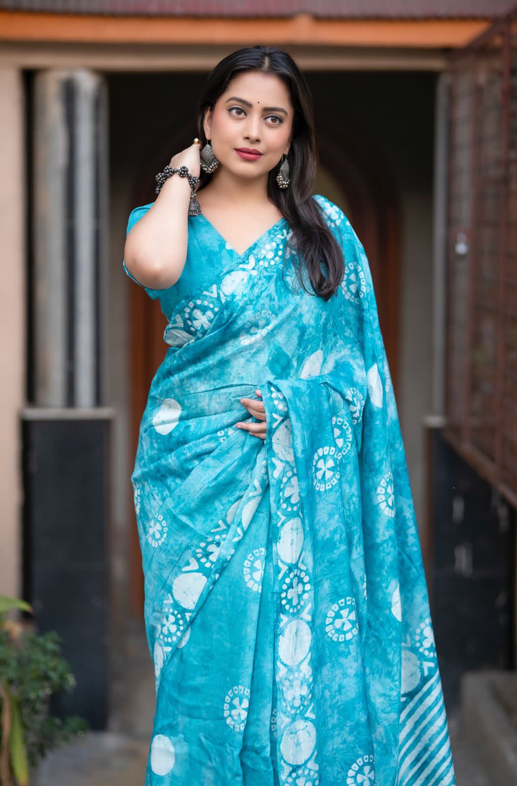Pure Chanderi Cotton Hand Batik Saree with Tassel Pallu
