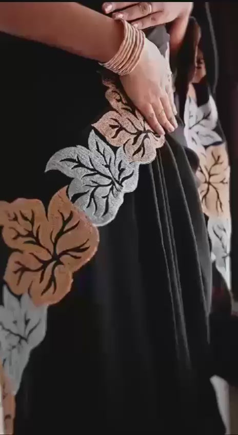 Premium Soft Satin Chiffon Saree in Classic Black